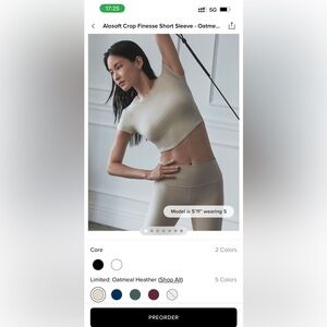 ALO Yoga alosoft crop short sleeve